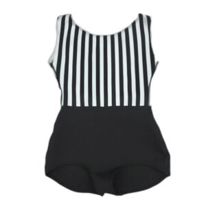 NEW Seea Lido One Piece Swimsuit Black White Stripe Beachy Boho Minimal Modest